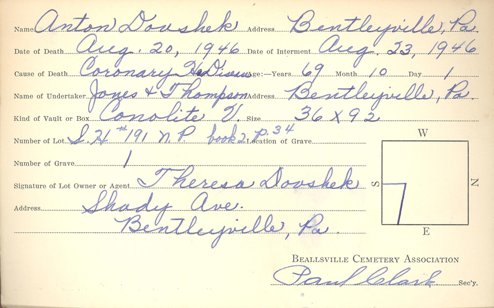 burial card